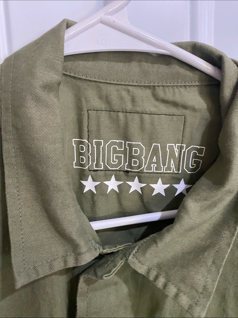 Olive Green Men's Graphic Military Jean Jacket bigbang - Picture 2 of 9